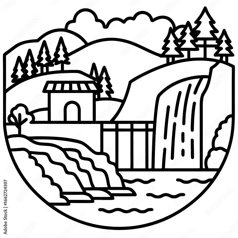 Obraz premium Plitvice Lakes line art vector