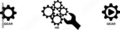A graphic showing gears and a wrench representing human resources and mechanical processes together