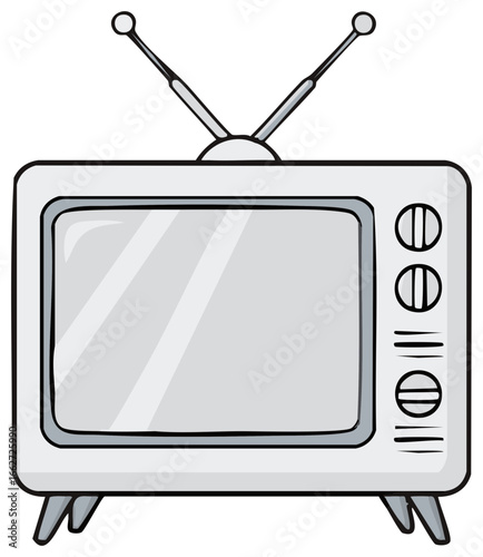 Retro television with telescopic antennas and screen
