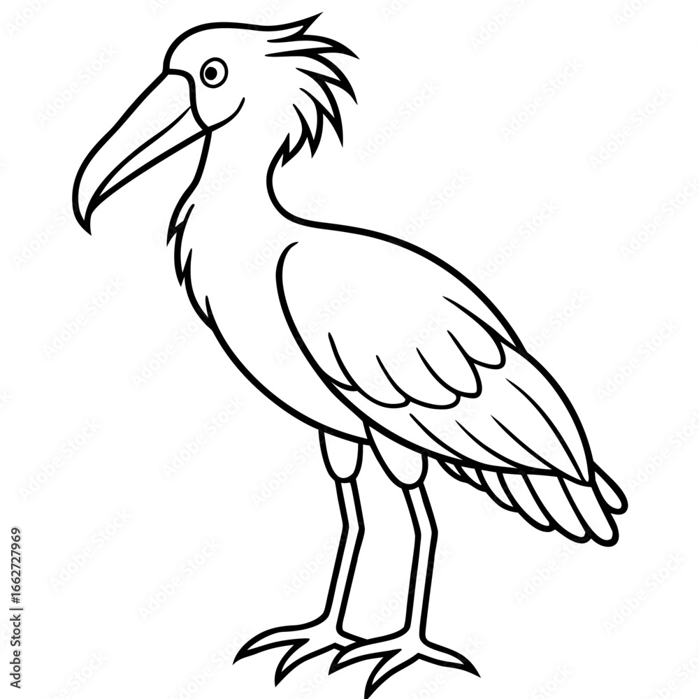 Obraz premium Shoebill line art vector