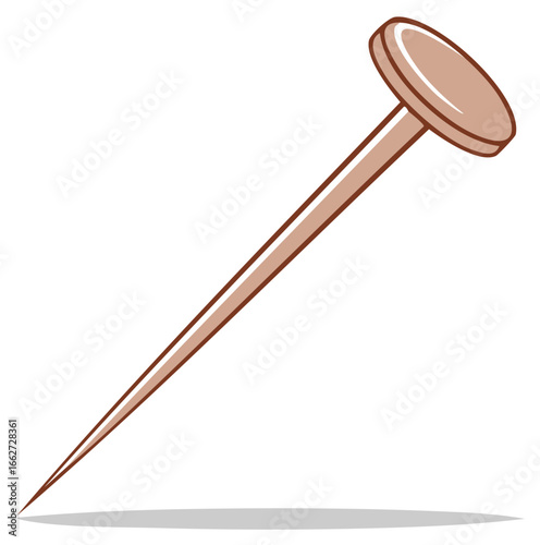 Sharp metal nail or tack cartoon vector icon for construction and building