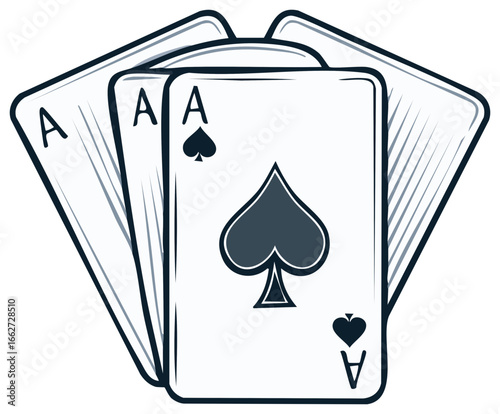 Ace of Spades Cards Isolated Illustration for Gambling Games and Luck