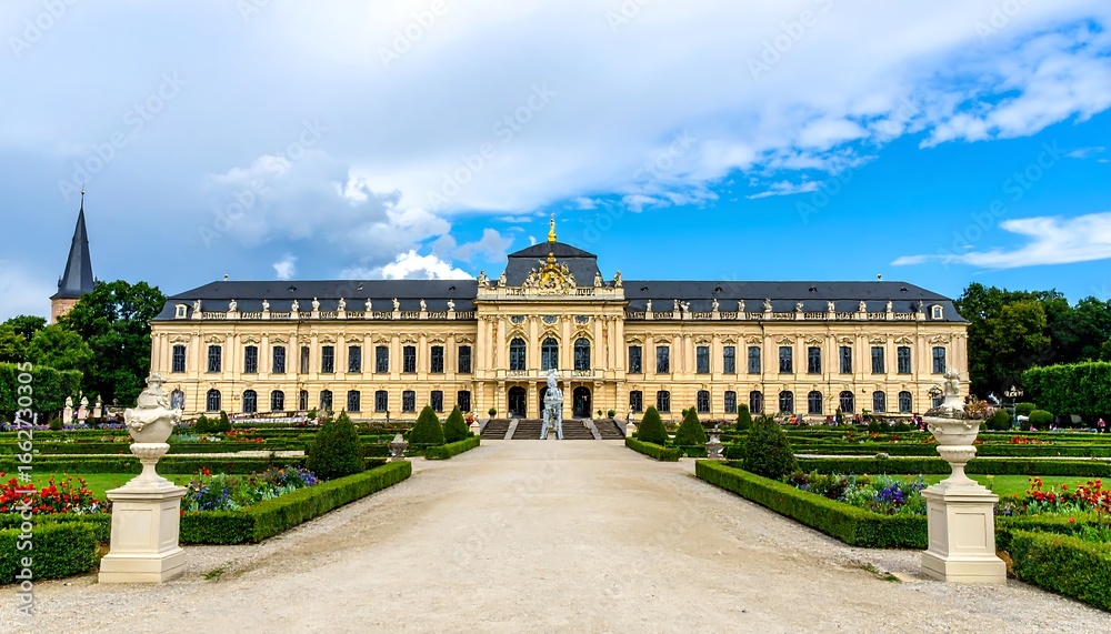 Fototapeta premium Grand palace with manicured gardens (1)