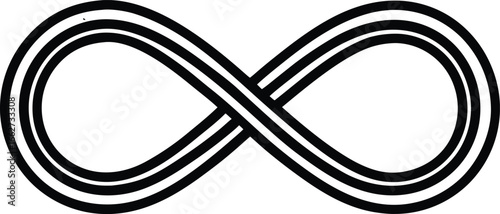 Infinite Loop: A minimalist, graphic depiction of the infinity symbol, a timeless emblem of limitlessness and endless possibility, rendered in a stark and bold monochrome palette.