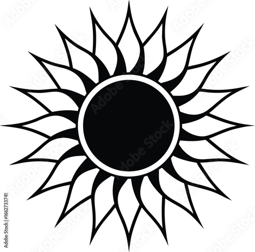 Vászonkép Sun Silhouette : A stylized image of the sun, perfect for adding a touch of warmth and energy to your designs, whether it's representing solar power or simple joy