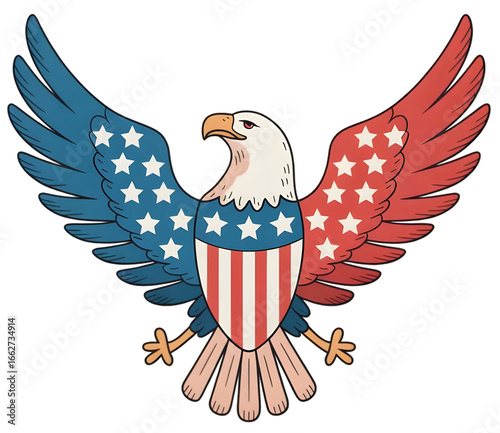 Patriotic American Bald Eagle Illustration T-Shirt Design