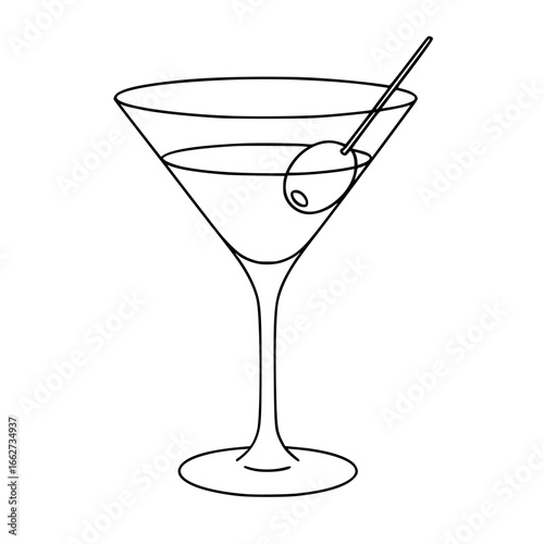 martini glass with olive