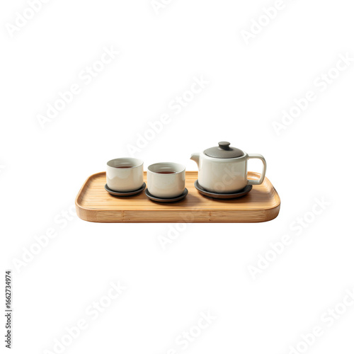 Tranquil Tea Ceremony Elegant Tea Set on Bamboo Tray
