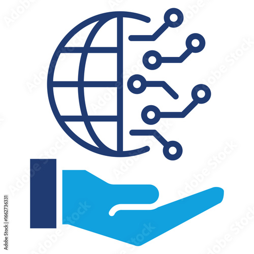 Digital Transformation Flat Blue Icon