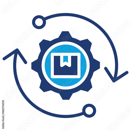 Digital Supply Chain Flat Blue Icon