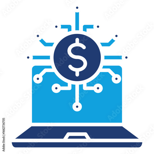 Digital Economy Flat Blue Icon