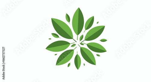 Minimal green leaves flat design illustration for eco friendly vegetarian day celebration and healthy living