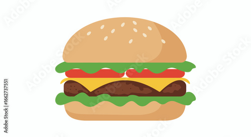 Flat vegetarian burger illustration promoting plant based fast food awareness during world vegetarian day campaign