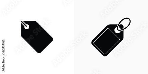 Two Black Tags With A Hole On A Transparent Background