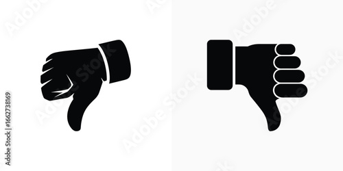 Two Hand Icons Showing Thumbs Down Gesture on Transparent Background Silhouette