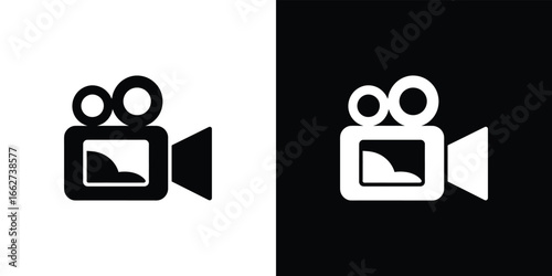 Vintage Style Video Camera Outline Icon with Transparent Background Footage