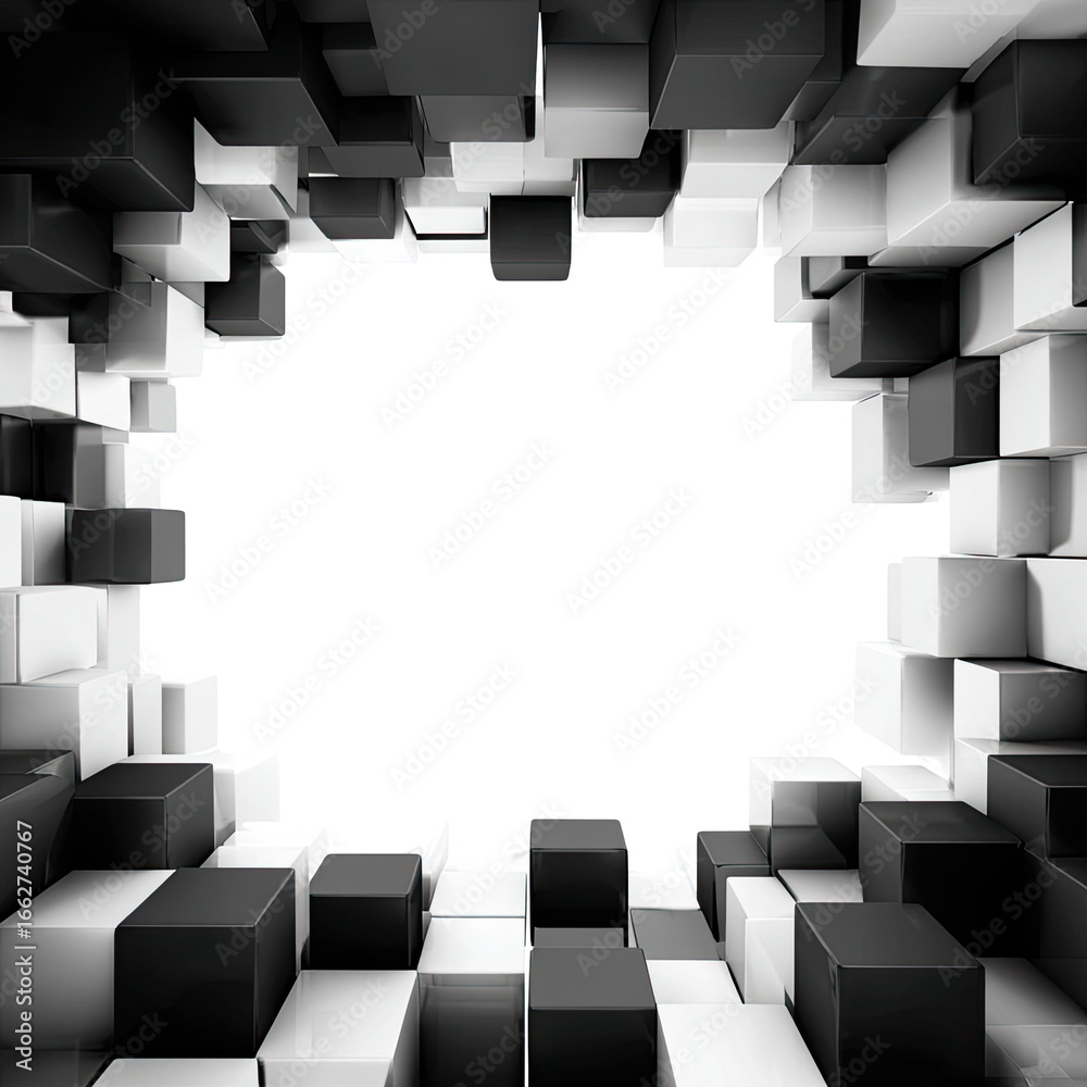 Fototapeta premium Abstract black and white 3D blocks