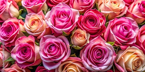 Bouquet of pink and yellow roses