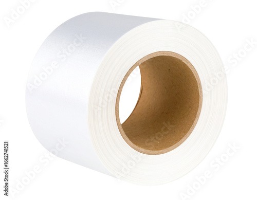 Roll of white fabric adhesive tape isolated on transparent background