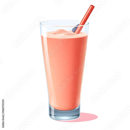 Wallpaper Mural Refreshing pink smoothie in tall glass with straw healthy beverage for a delicious treat white background Torontodigital.ca