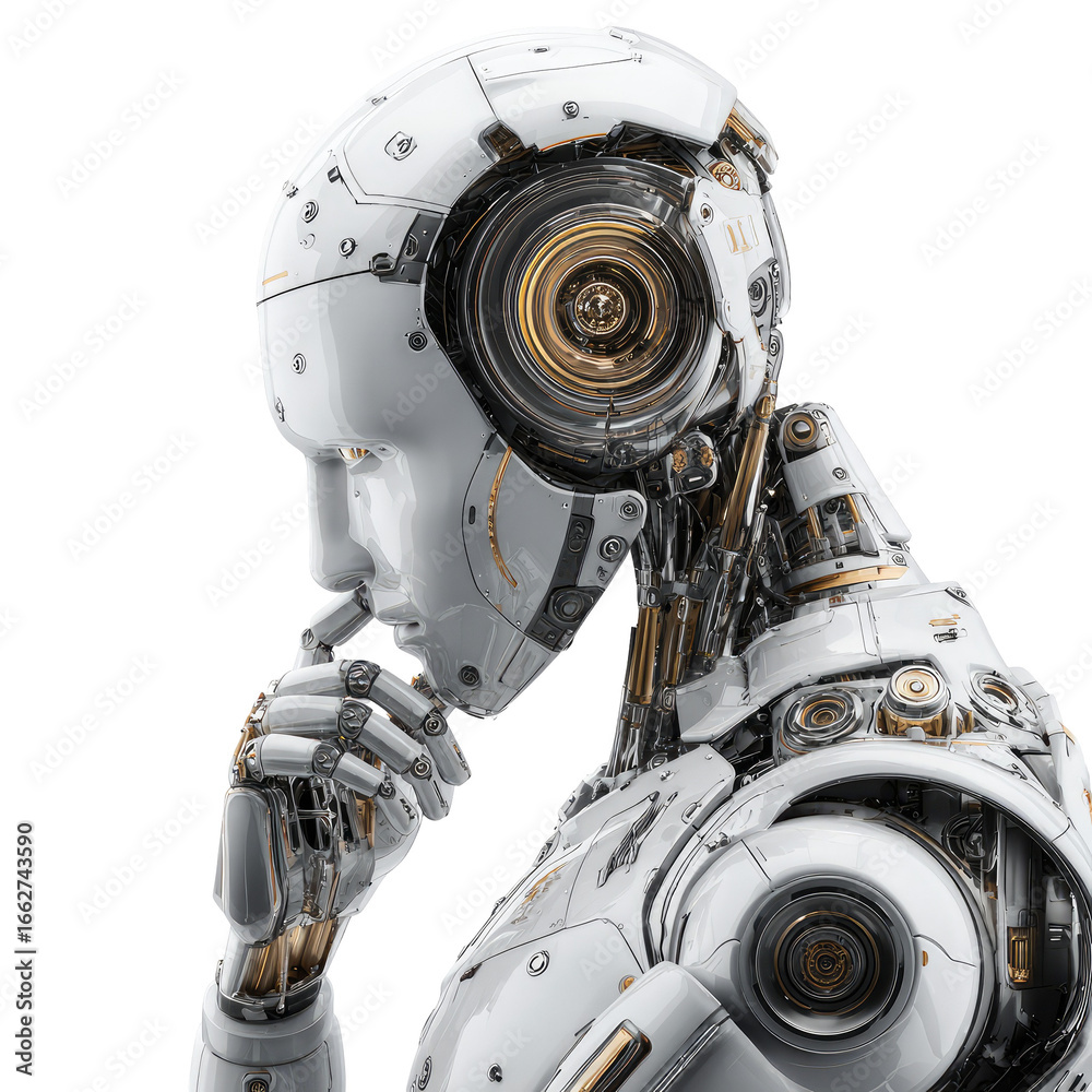 Fototapeta premium Thoughtful white robot