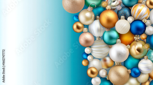 Wallpaper Mural Blue Gold White Christmas Ornaments Background Torontodigital.ca