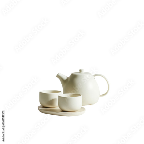 Elegant Cream-Colored Tea Set on Tray