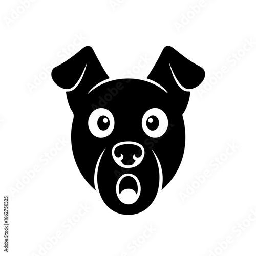 Surprised Dog Icon - Shocked Pet Symbol
A minimalist black and white icon of a surprised dog, perfect for representing feelings of shock, astonishment, or sudden realization