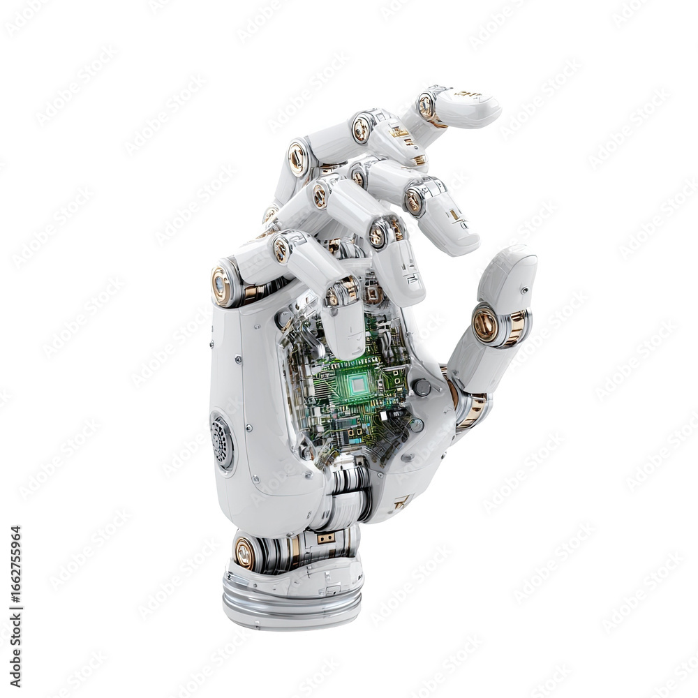 Naklejka premium Mechanical hand with internal components