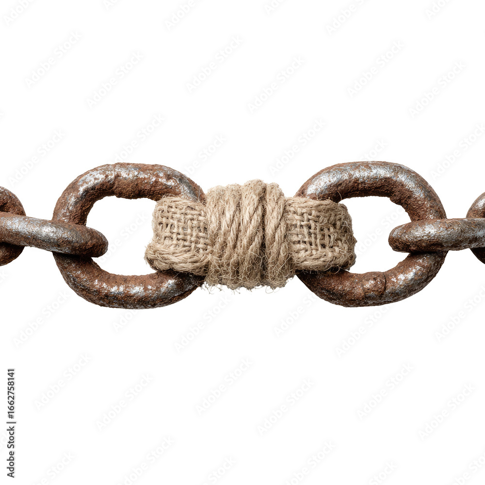 Obraz premium Rusty chain with a tied knot