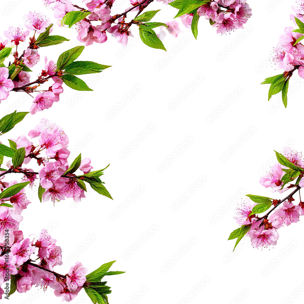 Fototapeta premium Spring blossoms in a black frame