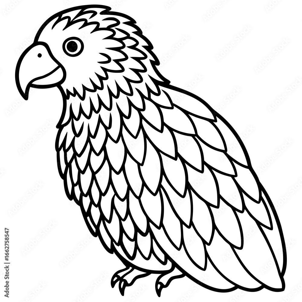 Fototapeta premium Kakapo line art vector