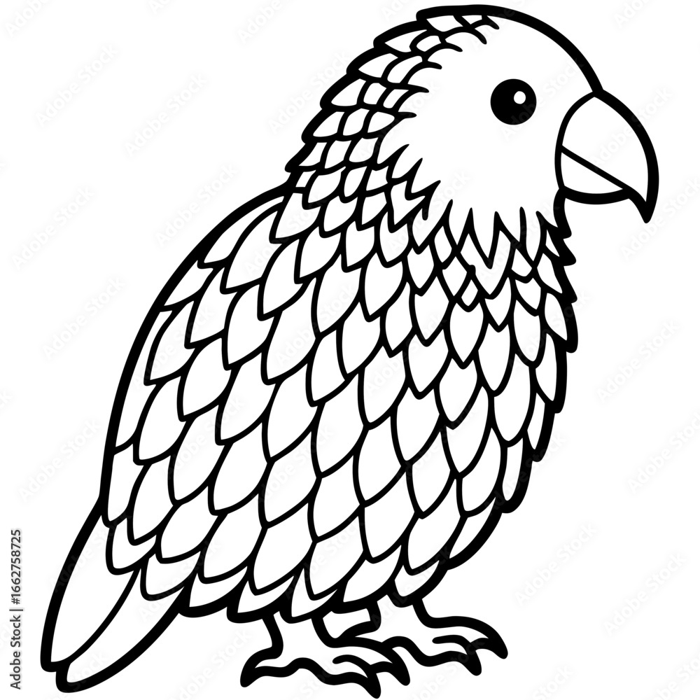 Fototapeta premium Kakapo line art vector