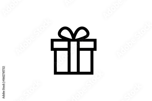 Solid black image of a simple gift box icon