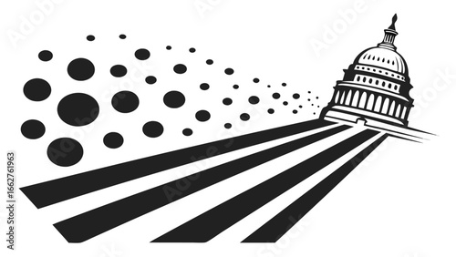 Illustration of the united states capitol building isolated on white background, a symbol of american government and democracy in washington, dc