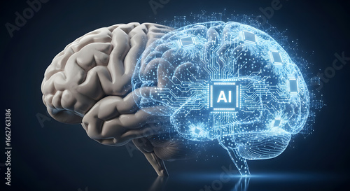 A conceptual visualization showcasing the confluence of human intelligence with artificial intelligence representing a paradigm shift in neural networks and cognitive technologies advancing digital