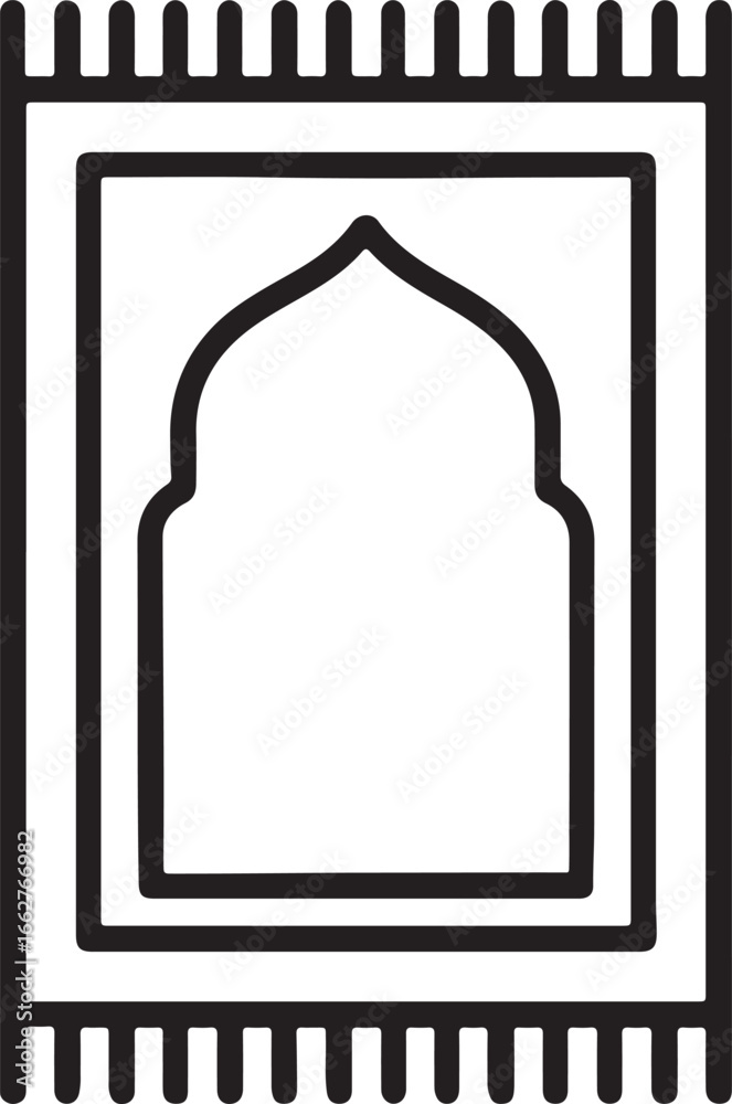 Line Drawing of Islamic Prayer Rug with Arch Motif Vector Illustration Line Drawing of Islamic Prayer Rug with Arch Motif Vector Illustration