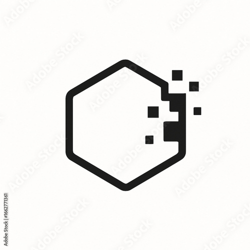 Disintegrating Hexagon Silhouette