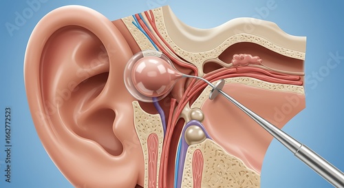 Ear Anatomy Illustration: Cholesteatoma Removal