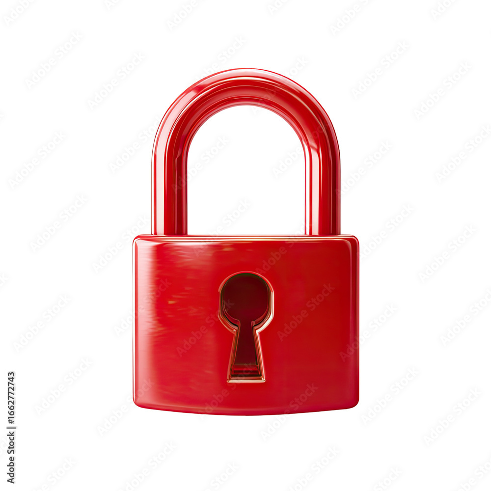 Naklejka premium Red padlock on a black background