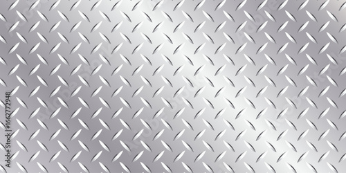 Metal flooring seamless pattern. Steel diamond plate, industry iron floor texture background. Rough stainless walkway, grid floor vector illustration