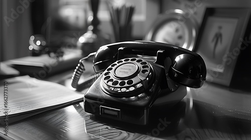 vintage telephone on table