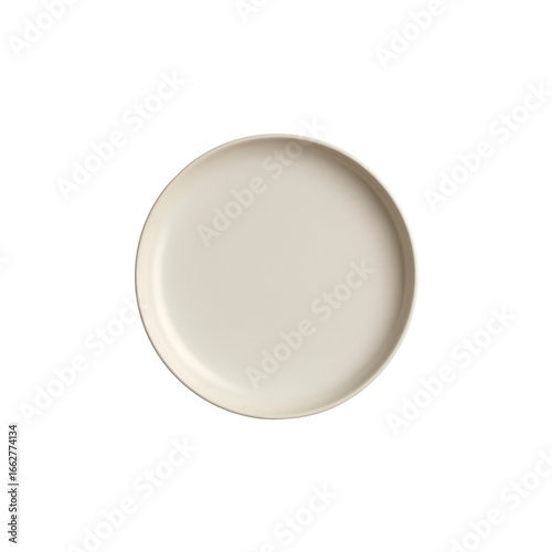 Top View of a Simple, Empty, Off-White Ceramic Plate