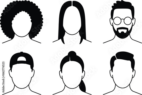 Diverse Hairstyles Icons for Website  App Design