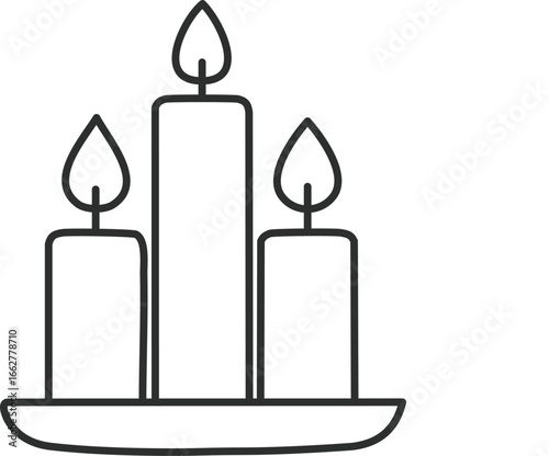 Wedding décor candles outline. Holiday celebration
