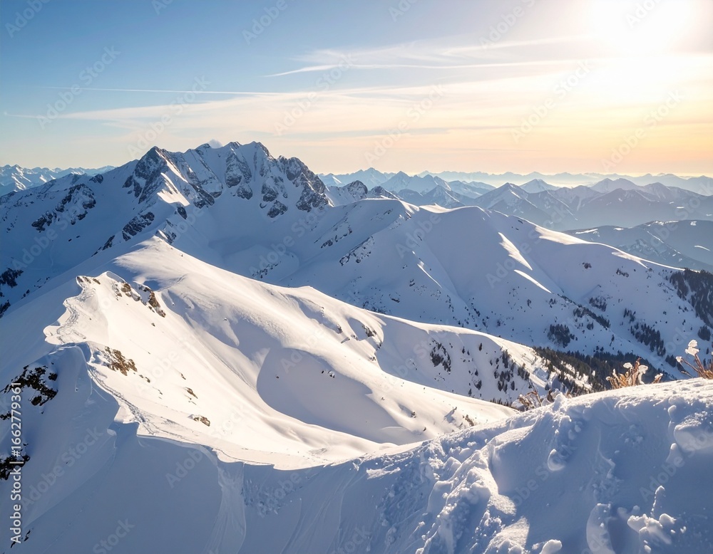 Naklejka premium Snowy Mountain Serenity