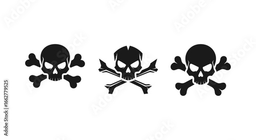Skull and Crossbones Warning Sign Vector Set
