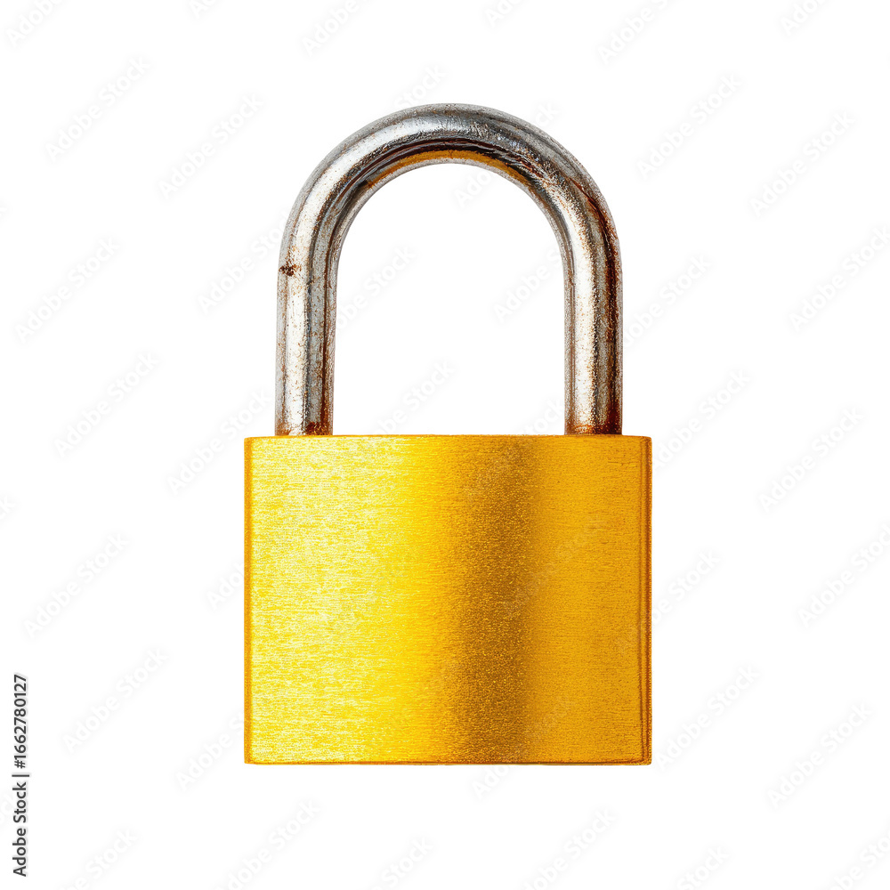 Naklejka premium Metal padlock, gold, security