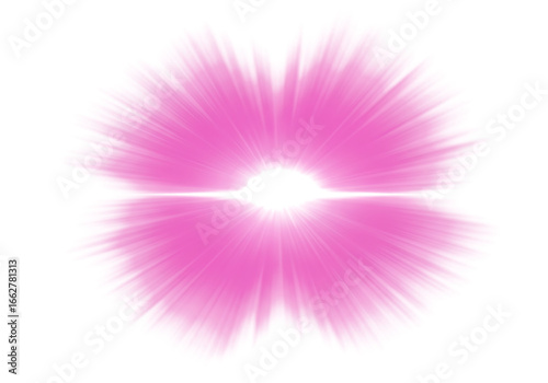 Abstract pink light burst effect isolated on transparent background