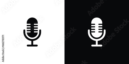 Classic microphone icon displayed on white and black backgrounds